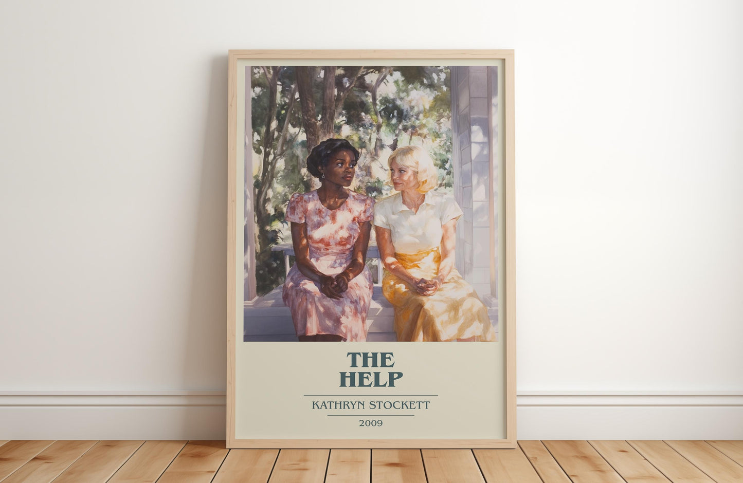 The Help book cover print in frame leaning in hallway – historical fiction wall art