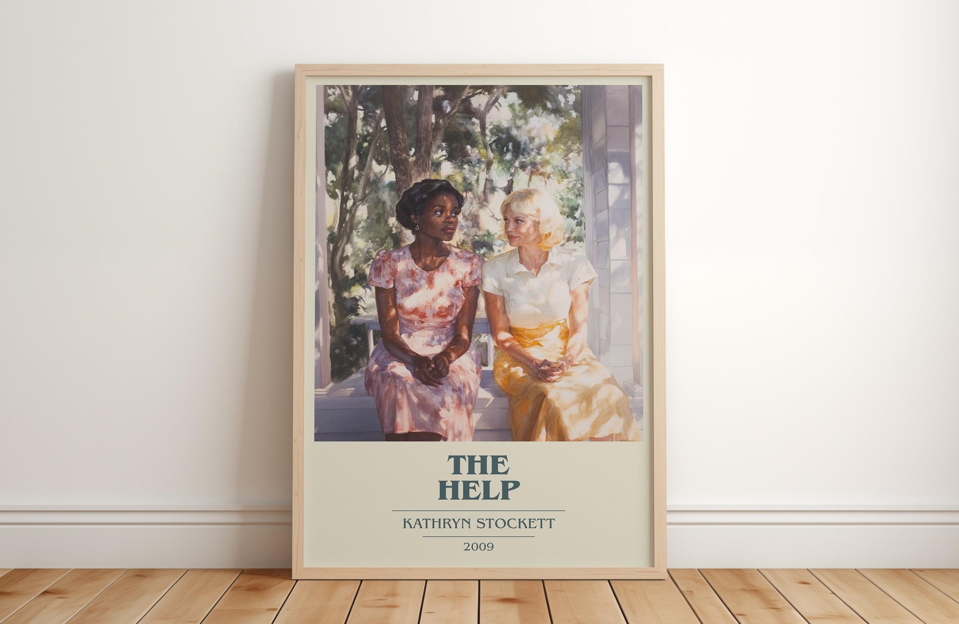 The Help book cover print in frame leaning in hallway – historical fiction wall art