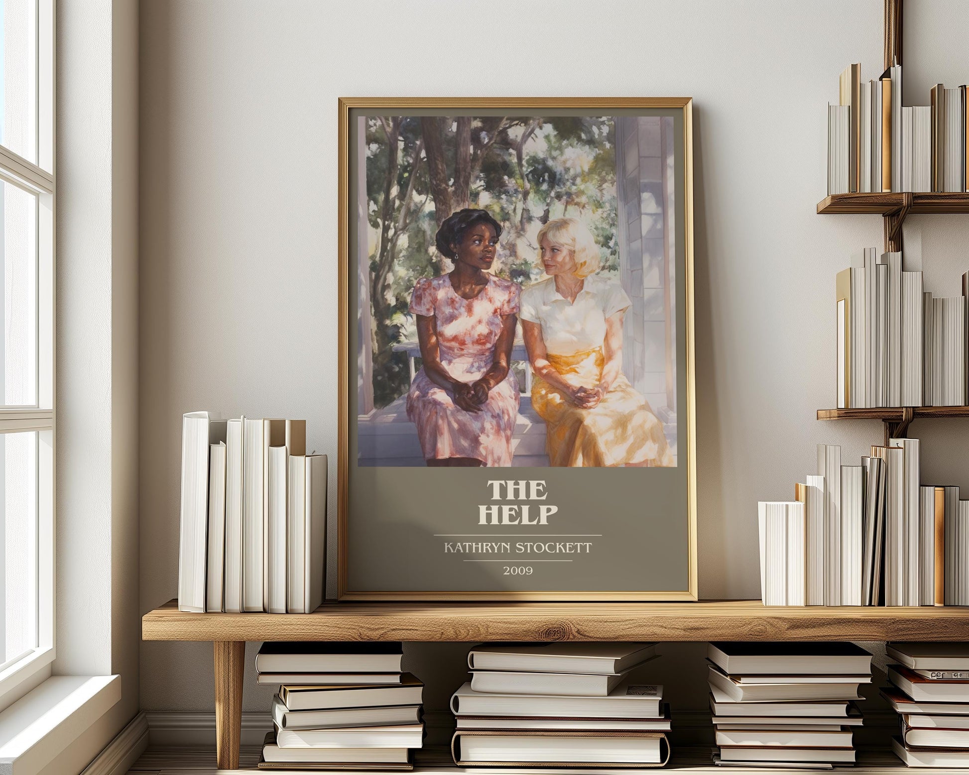 The Help book cover print on bookshelf – Kathryn Stockett fan gift