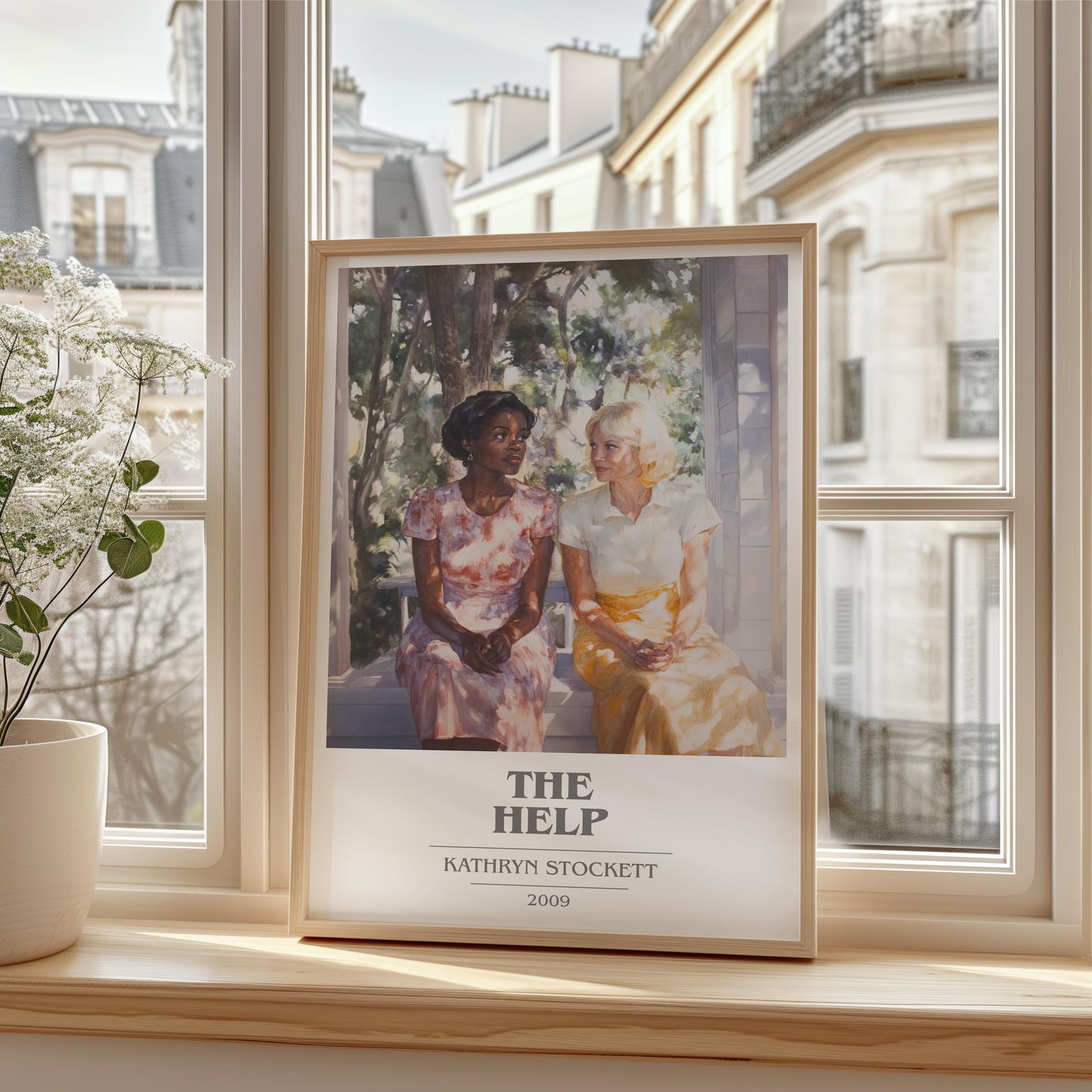 The Help book cover print framed by window – literary home decor