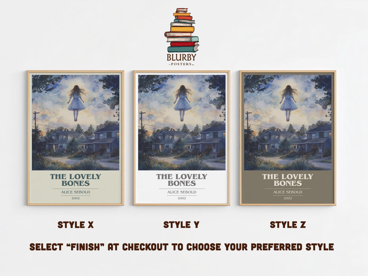 The Lovely Bones book cover poster colour and style options – Alice Sebold book art