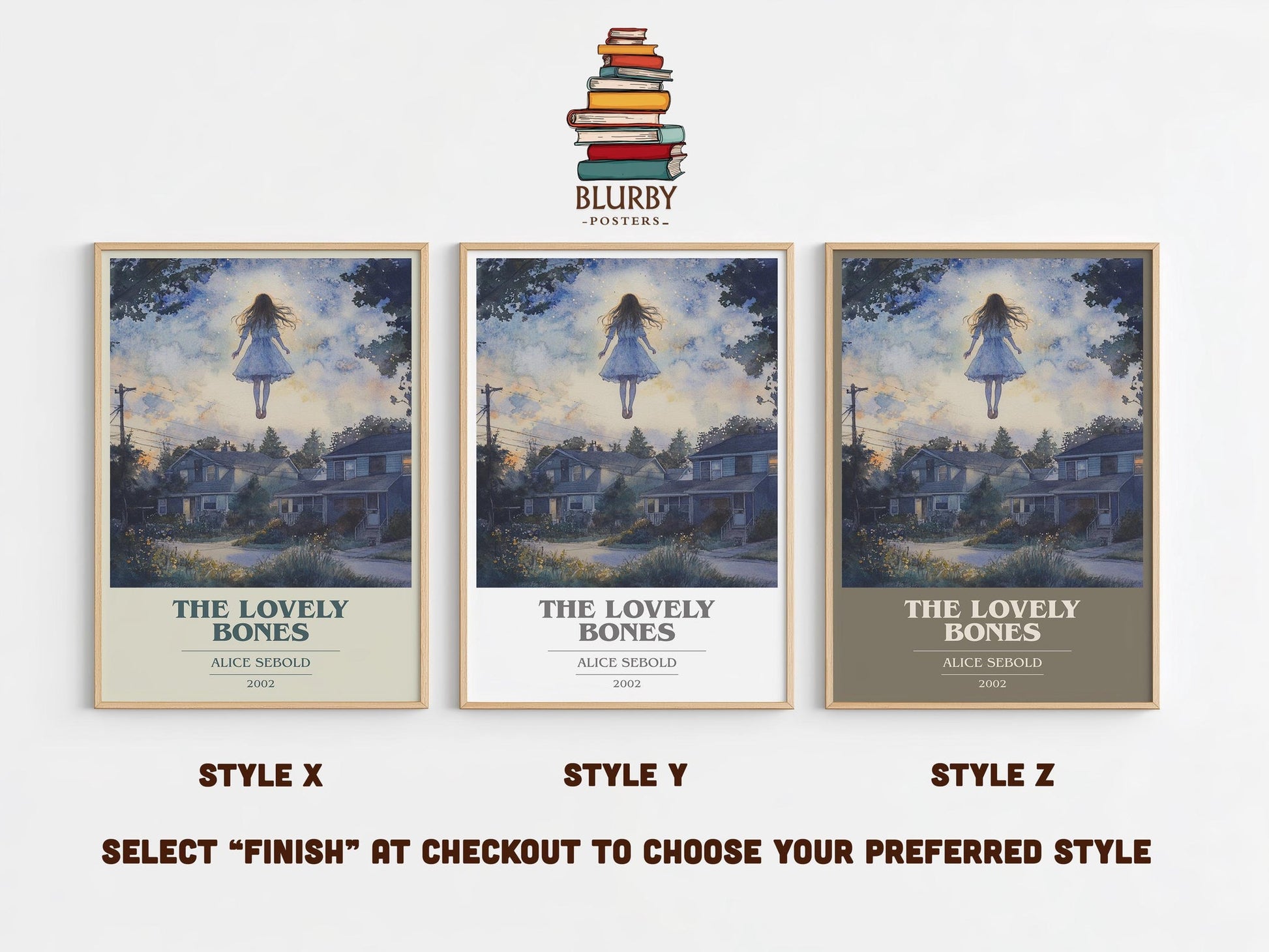 The Lovely Bones book cover poster colour and style options – Alice Sebold book art