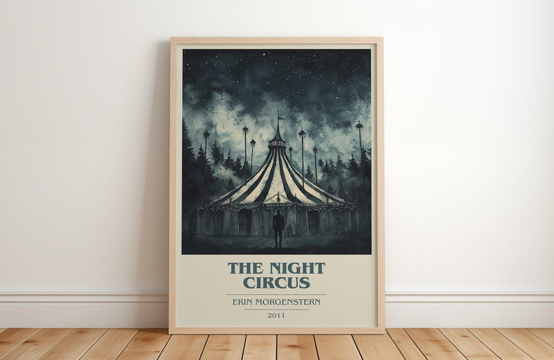 The Night Circus book cover print in frame leaning in hallway – fantasy wall art
