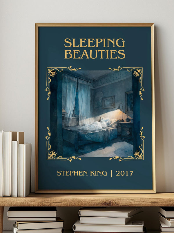 Sleeping Beauties classic book art print in frame leaning in hallway – horror wall art