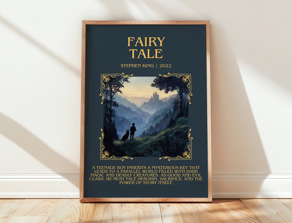 Fairy Tale minimalist print in frame leaning in hallway – fantasy wall art
