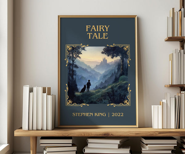 Fairy Tale classic book art print in frame leaning in hallway – fantasy wall art