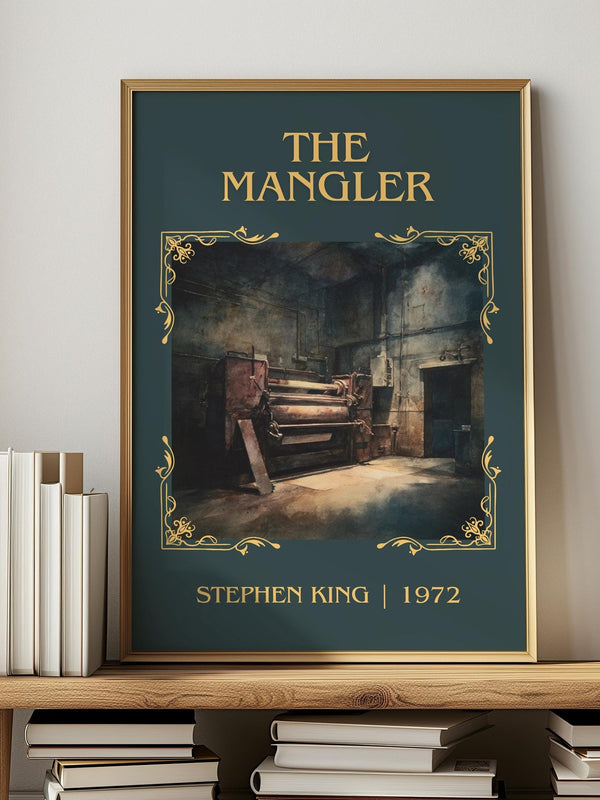 The Mangler classic book art print in frame leaning in hallway – horror wall art
