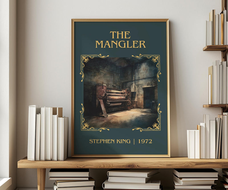 The Mangler classic book art print in frame leaning in hallway – horror wall art