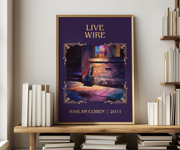 Live Wire classic book art print in frame leaning in hallway – thriller wall art