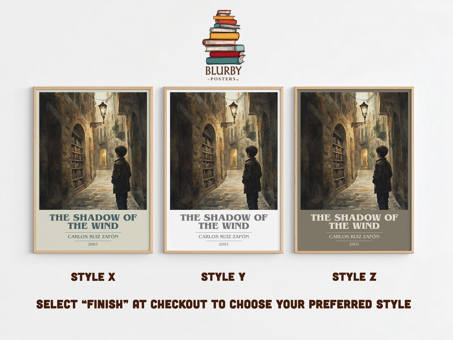 The Shadow Of The Wind book cover poster colour and style options – Carlos Ruiz Zafón book art