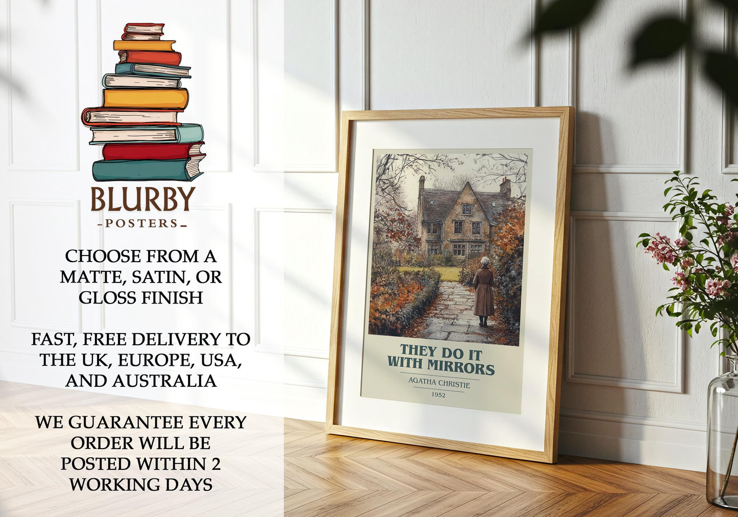 They Do It With Mirrors by Agatha Christie | Book Poster | Literary Art Gift For Book Lover | Novel Inspired Wall Art | Free Delivery