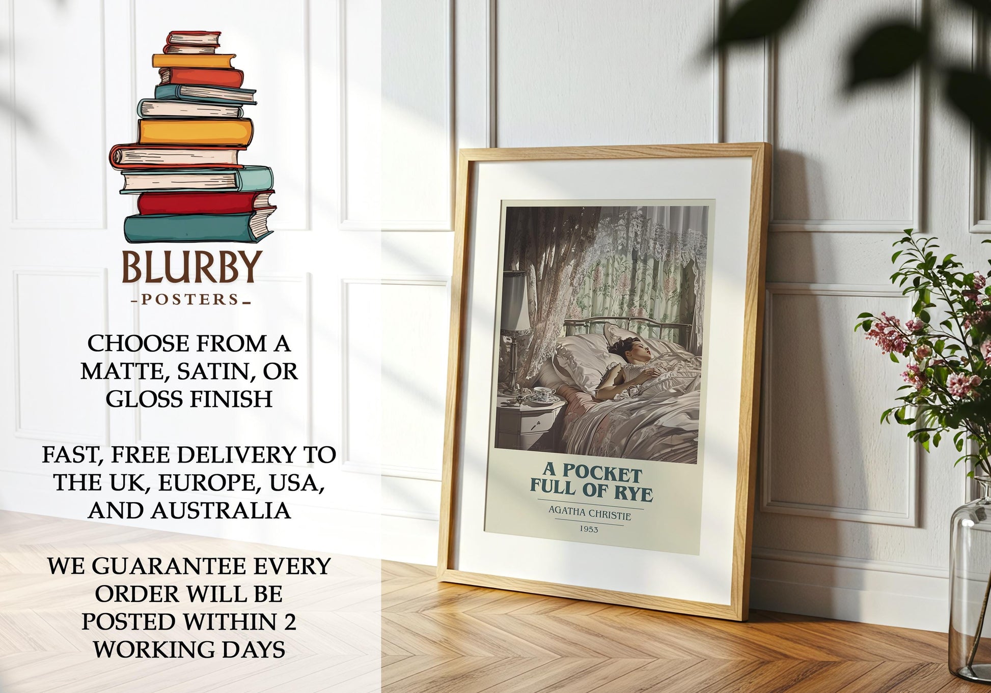 A Pocket Full Of Rye by Agatha Christie | Book Poster | Literary Art Gift For Book Lover | Novel Inspired Wall Art | Free Delivery