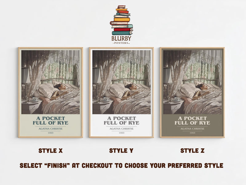 A Pocket Full of Rye book cover print in frame leaning in hallway – mystery wall art