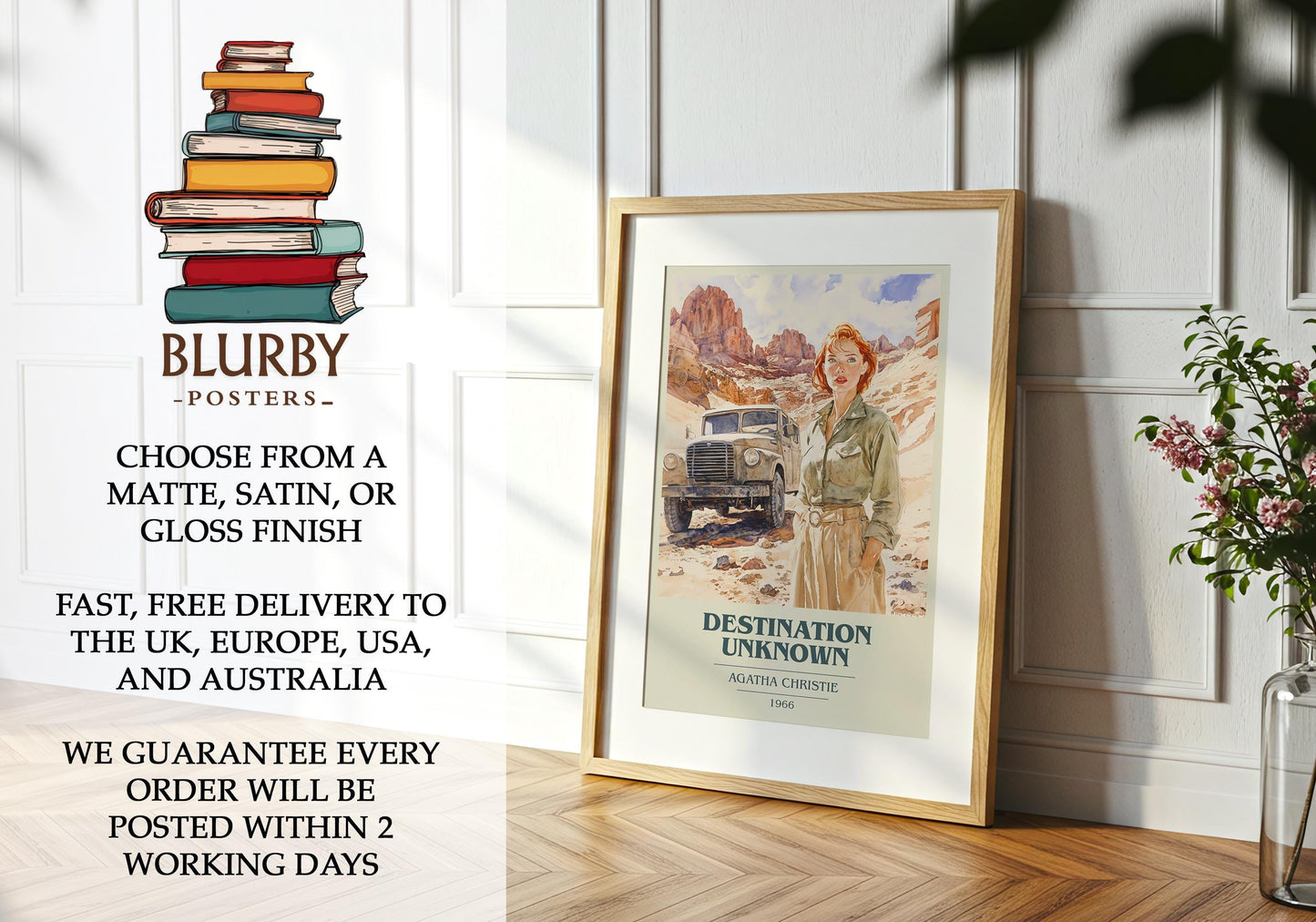 Destination Unknown by Agatha Christie | Book Poster | Literary Art Gift For Book Lover | Novel Inspired Wall Art | Free Delivery