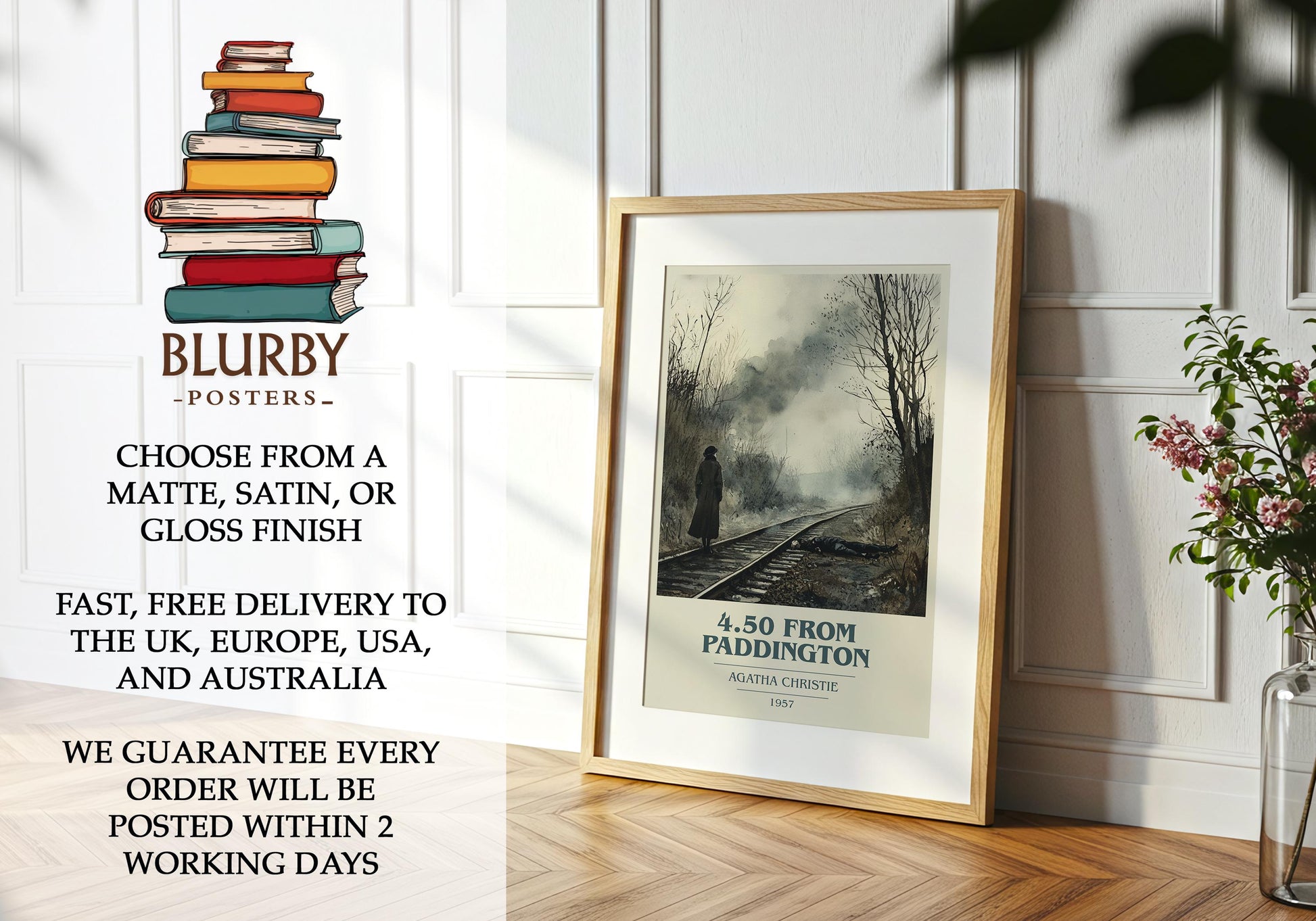 4.50 From Paddington by Agatha Christie | Book Poster | Literary Art Gift For Book Lover | Novel Inspired Wall Art | Free Delivery