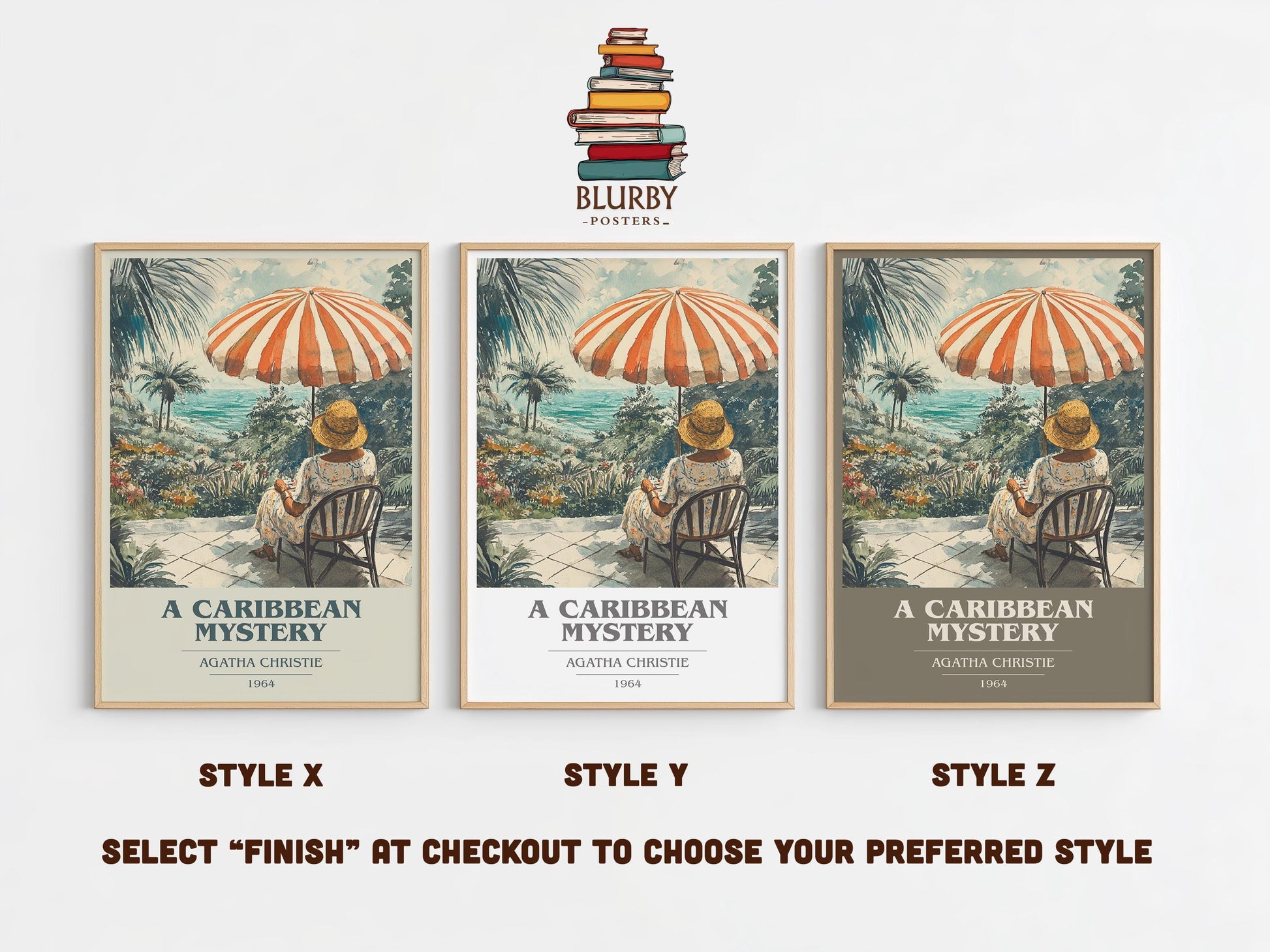 A Caribbean Mystery book cover poster colour and style options – Agatha Christie book art