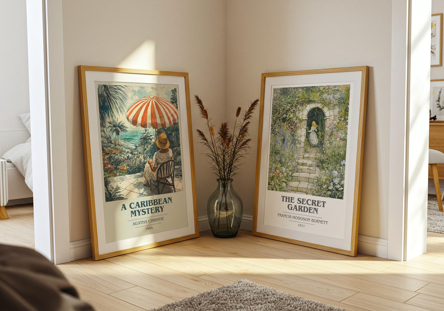 A Caribbean Mystery book cover poster paired in gallery wall – literary art prints