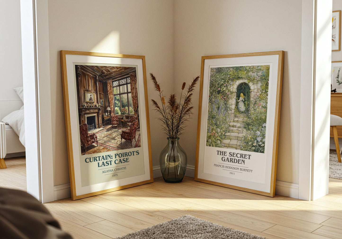 Curtain: Poirot's Last Case book cover poster paired in gallery wall – literary art prints