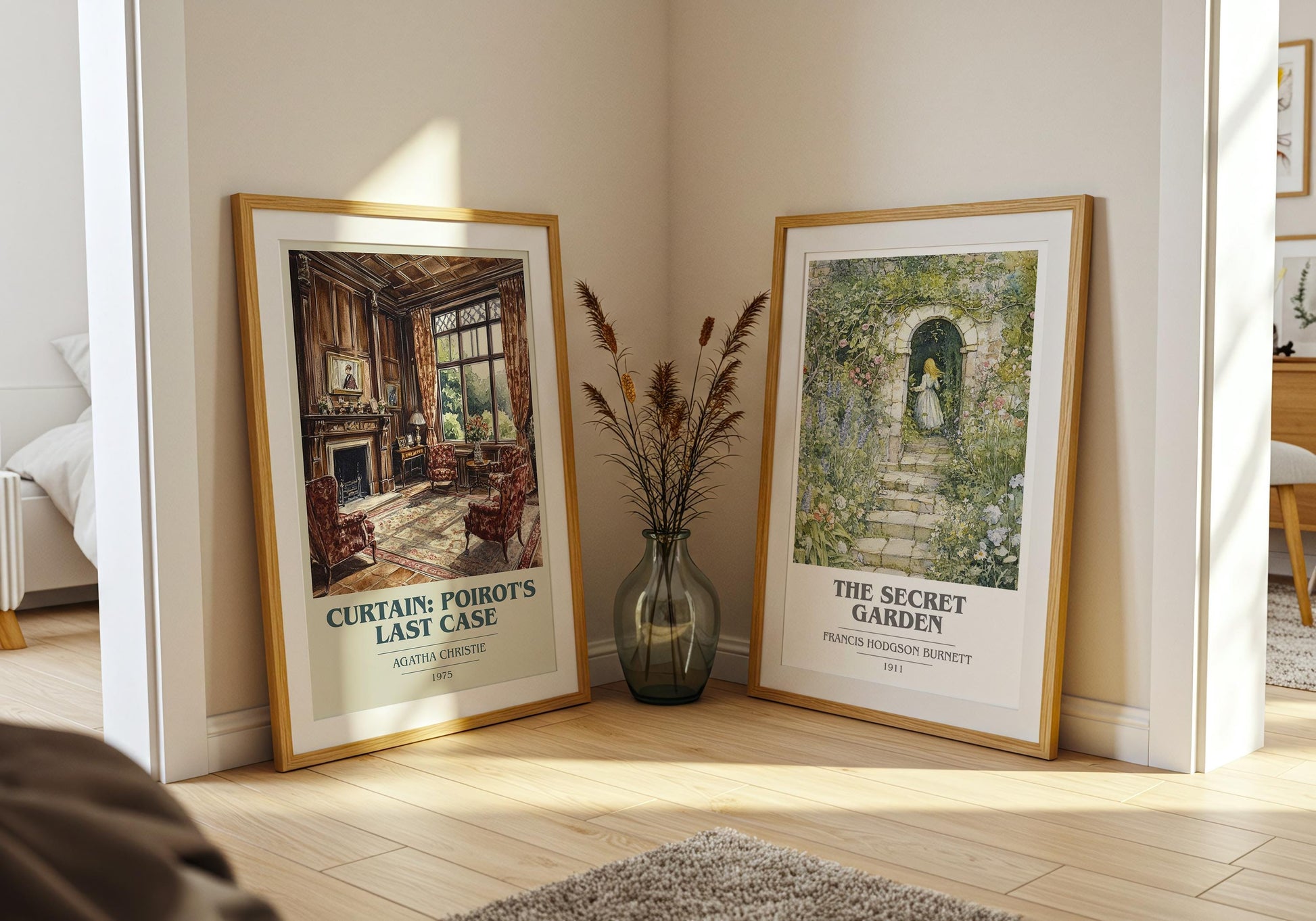 Curtain: Poirot's Last Case book cover poster paired in gallery wall – literary art prints