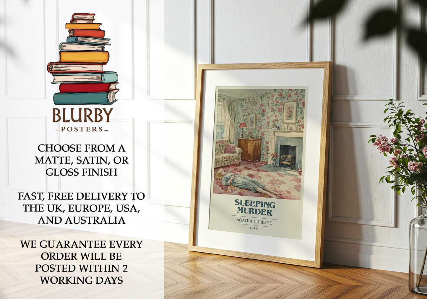 Sleeping Murder by Agatha Christie | Book Poster | Literary Art Gift For Book Lover | Novel Inspired Wall Art | Free Delivery