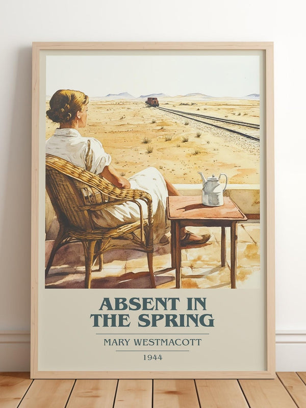 Absent In The Spring book cover print in frame leaning in hallway – romance wall art