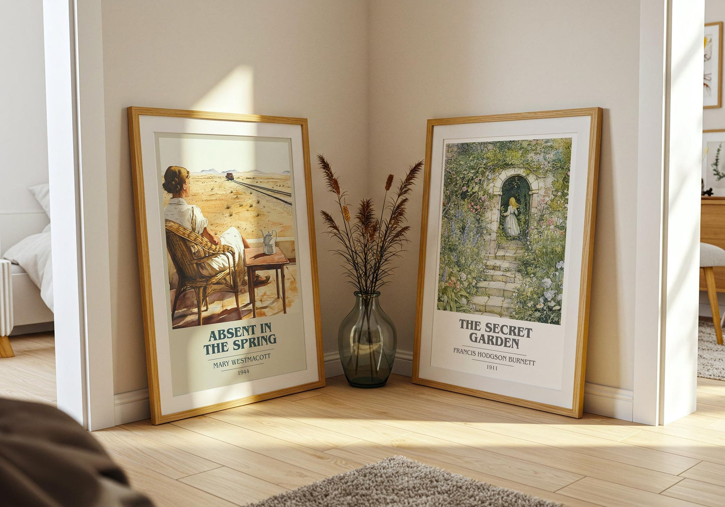 Absent In The Spring book cover poster paired in gallery wall – literary art prints