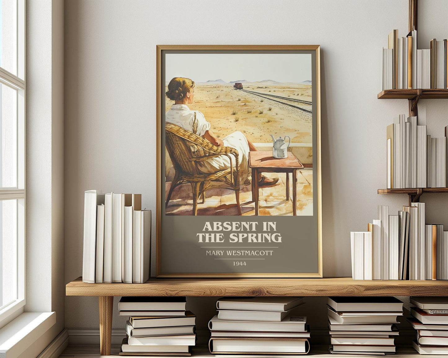 Absent In The Spring book cover print on bookshelf – Mary Westmacott fan gift