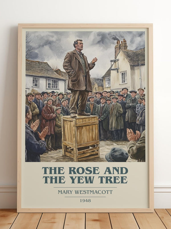 The Rose And The Yew Tree book cover print in frame leaning in hallway – romance wall art