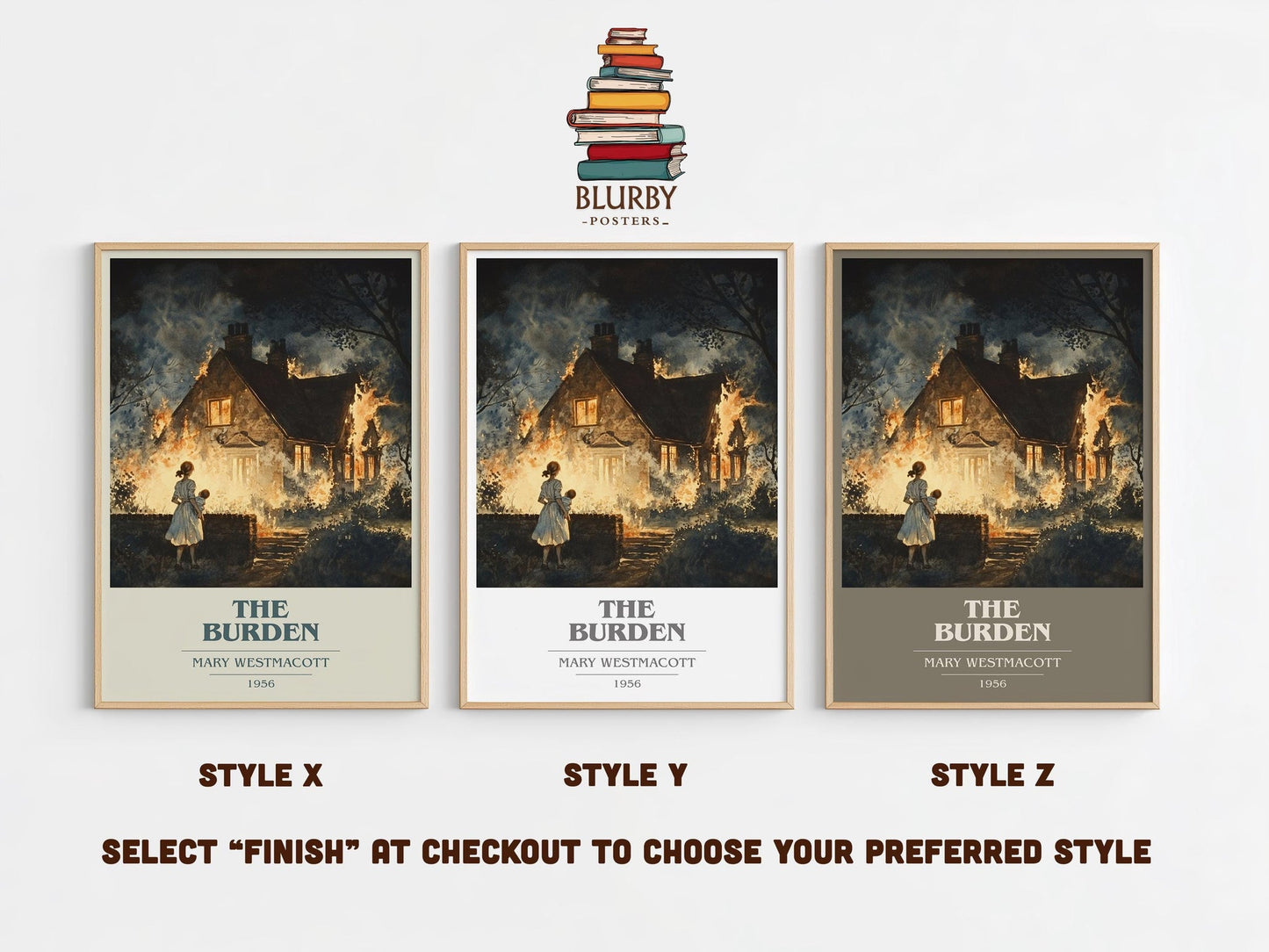 The Burden book cover poster colour and style options – Mary Westmacott book art