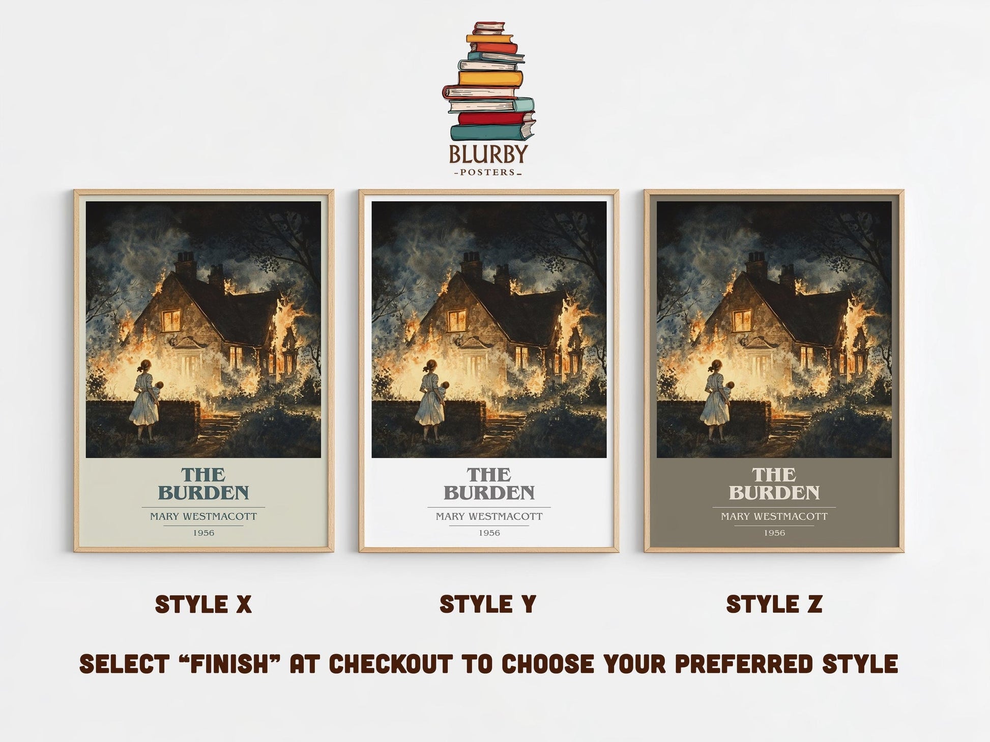 The Burden book cover poster colour and style options – Mary Westmacott book art