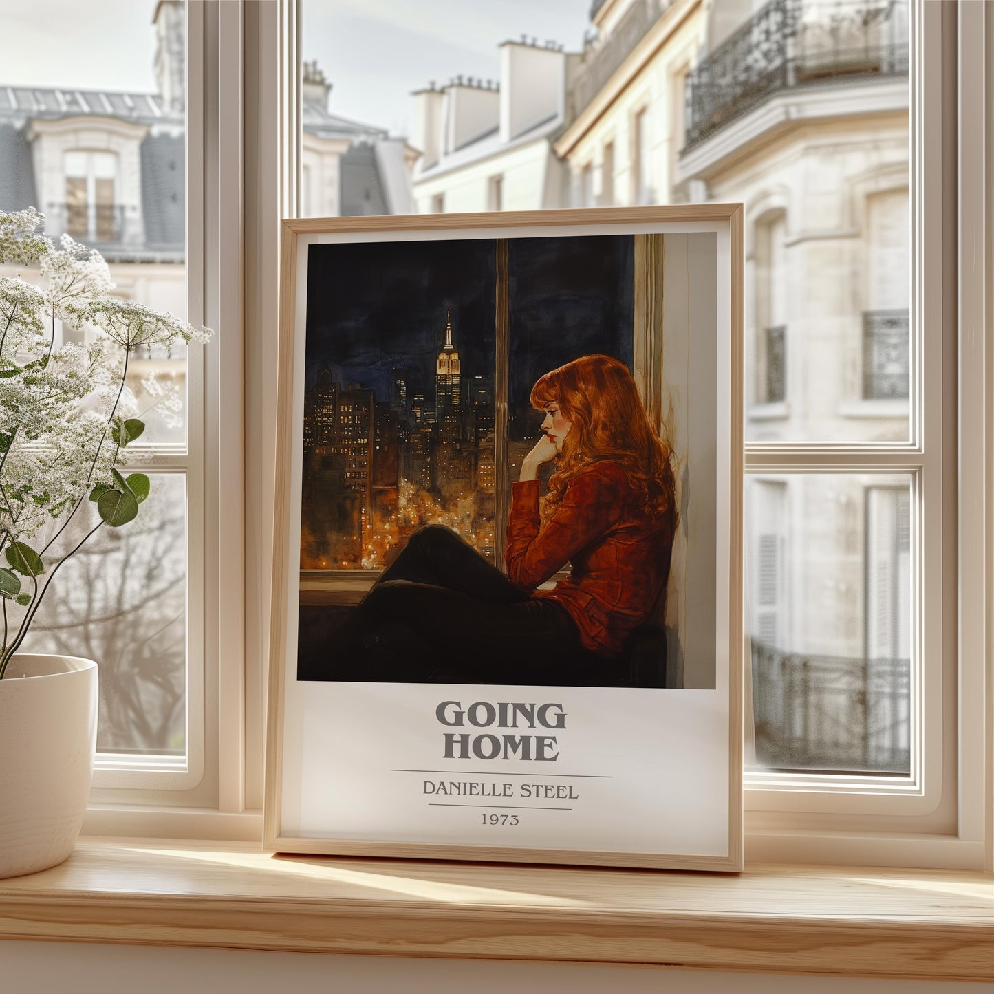 Going Home book cover print framed by window – literary home decor