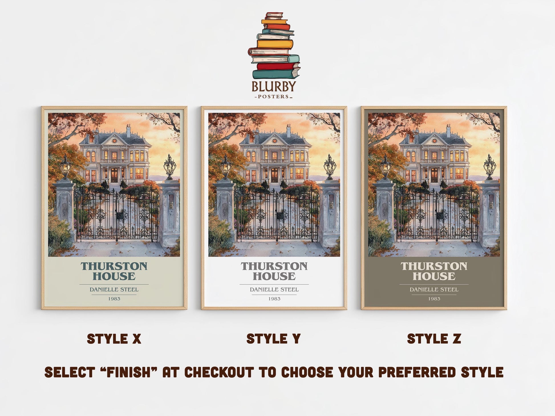 Thurston House book cover poster colour and style options – Danielle Steel book art