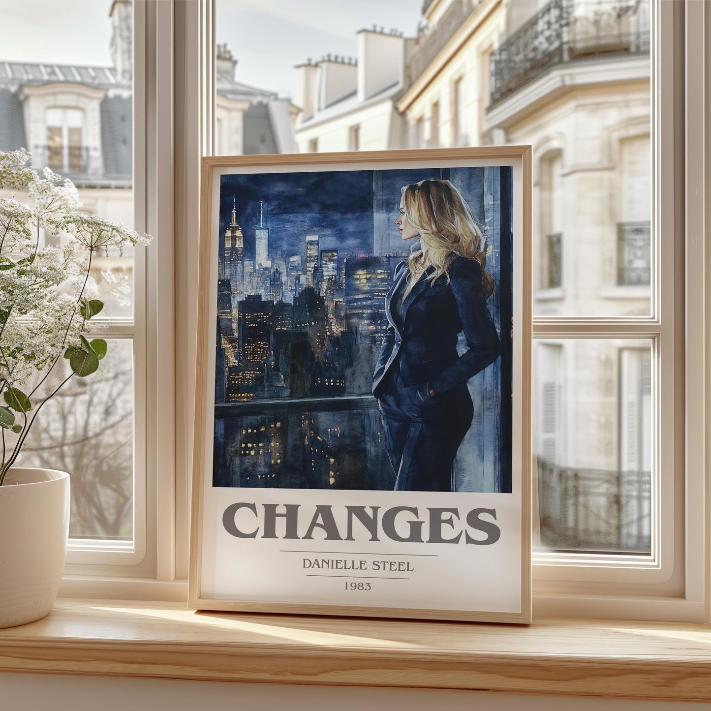 Changes book cover print framed by window – literary home decor