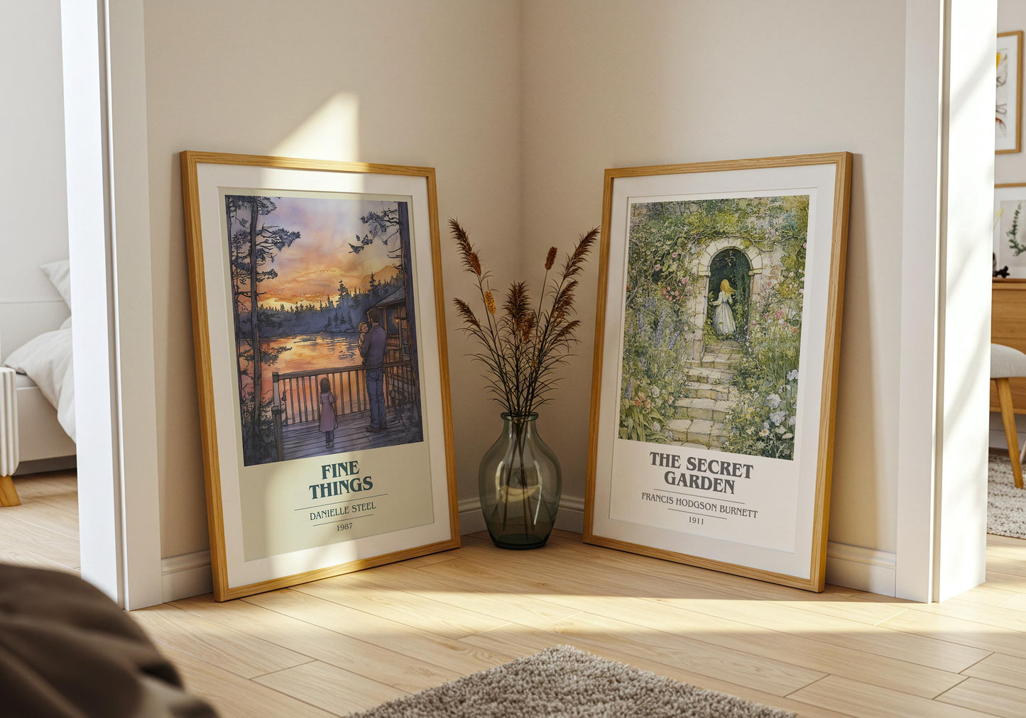 Fine Things book cover poster paired in gallery wall – literary art prints