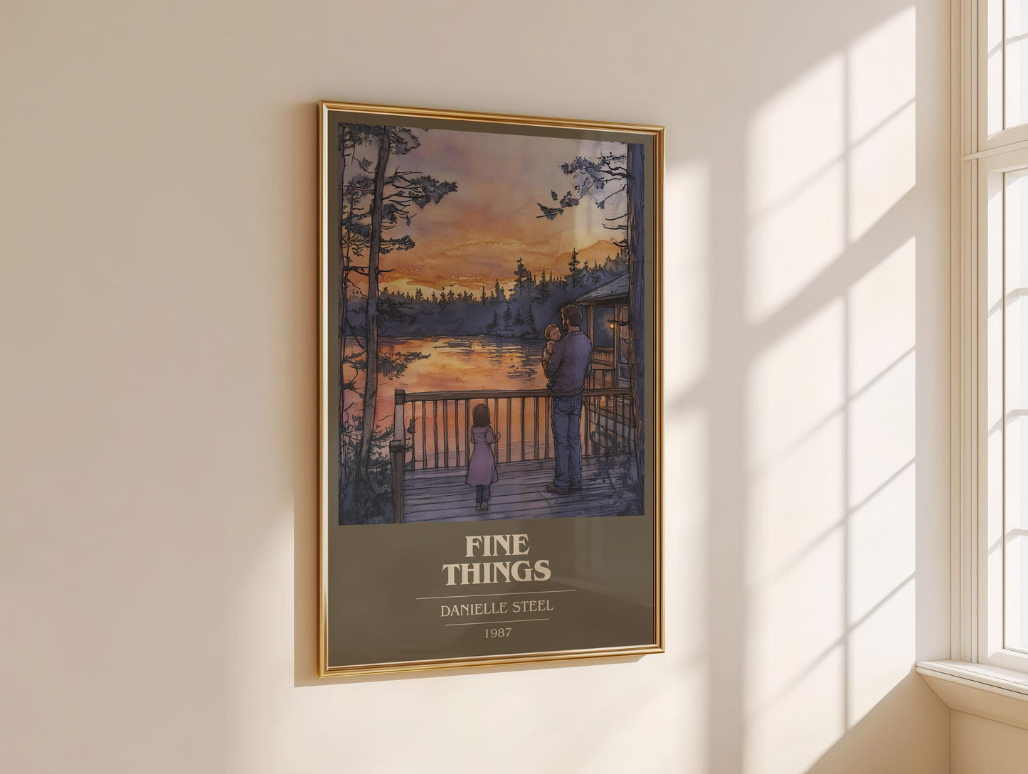 Fine Things book cover book poster framed on wall – romance wall art