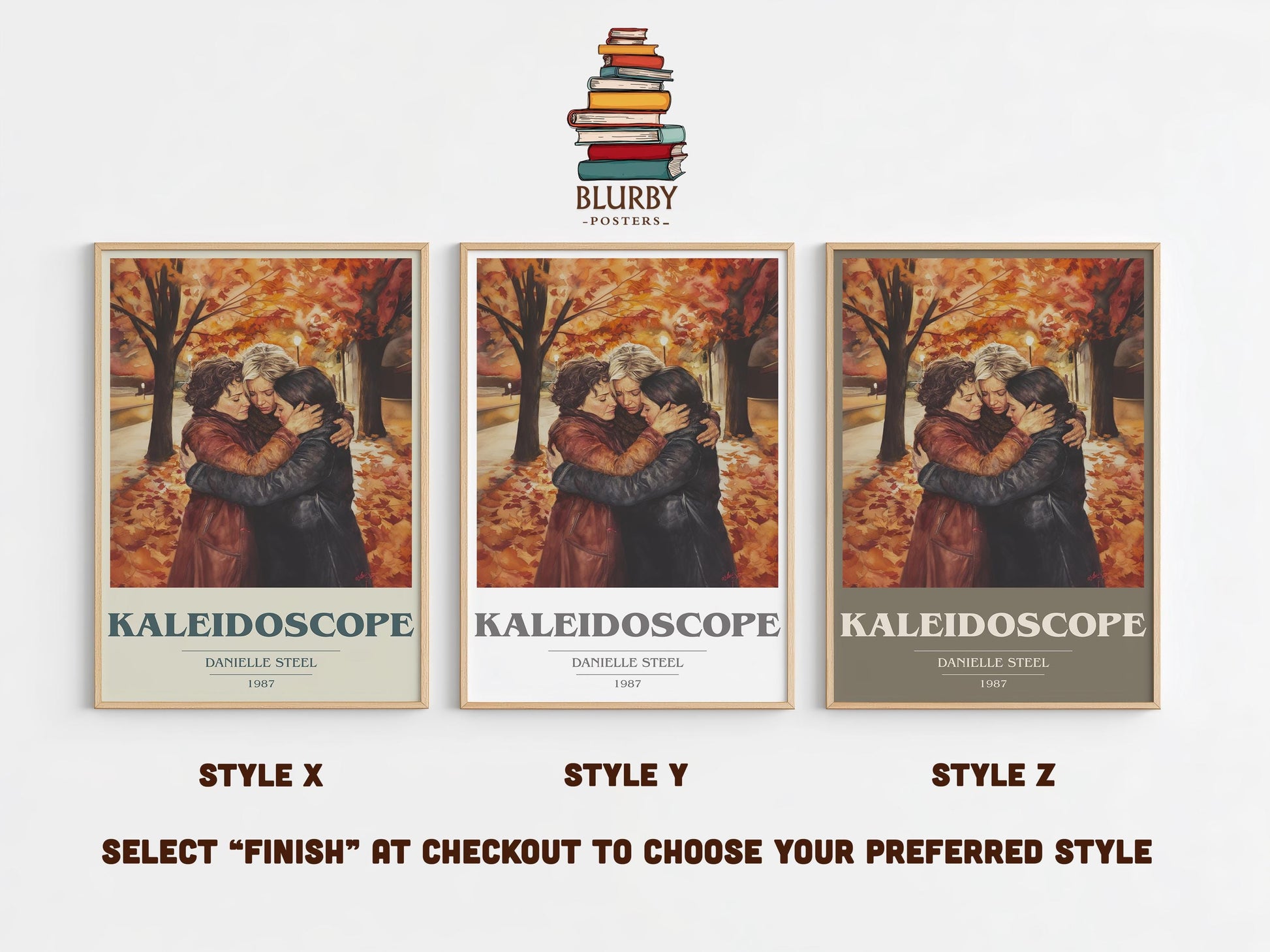 Kaleidoscope book cover poster colour and style options – Danielle Steel book art