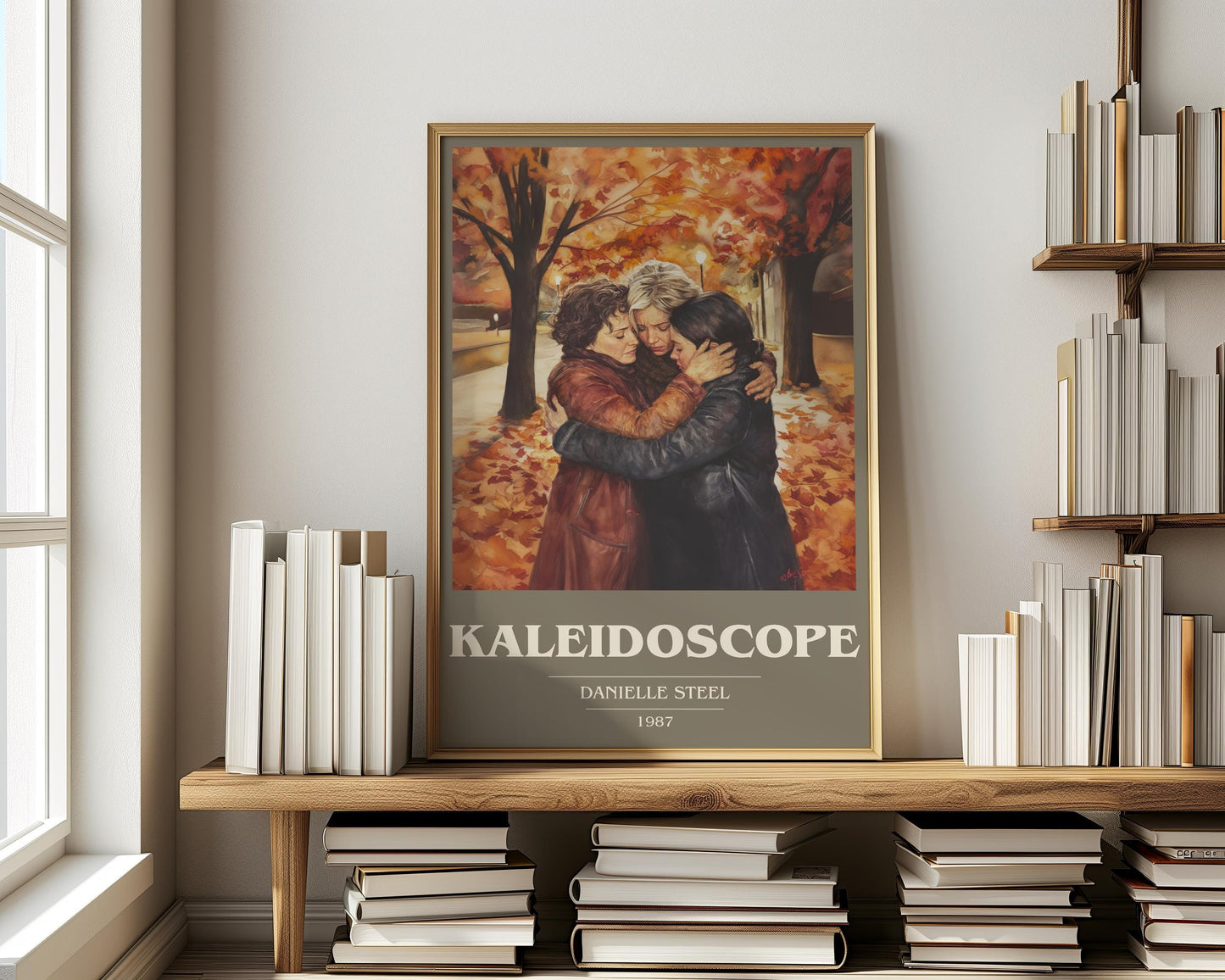 Kaleidoscope book cover print on bookshelf – Danielle Steel fan gift