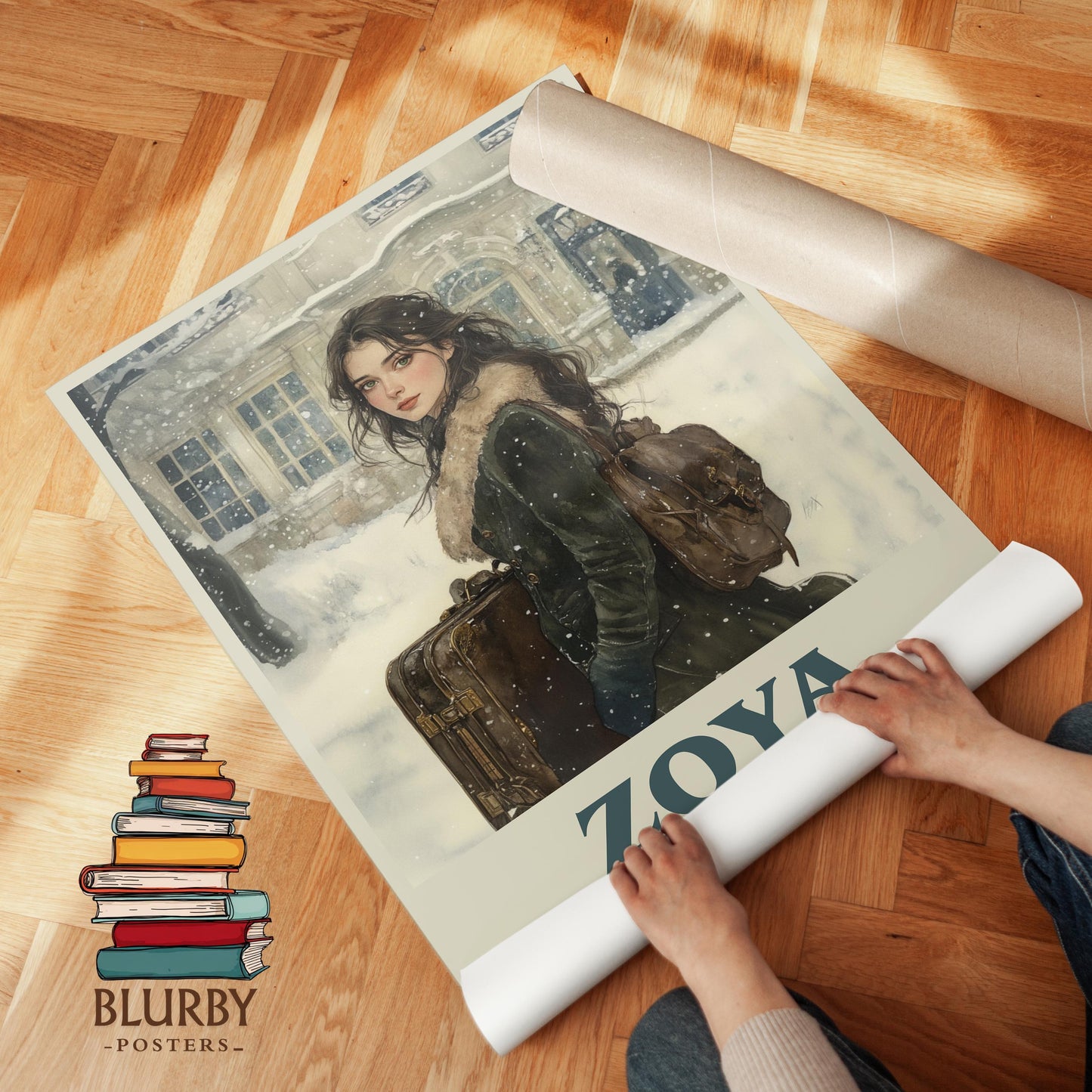 Zoya book poster packaging – museum-quality print rolled in protective tube