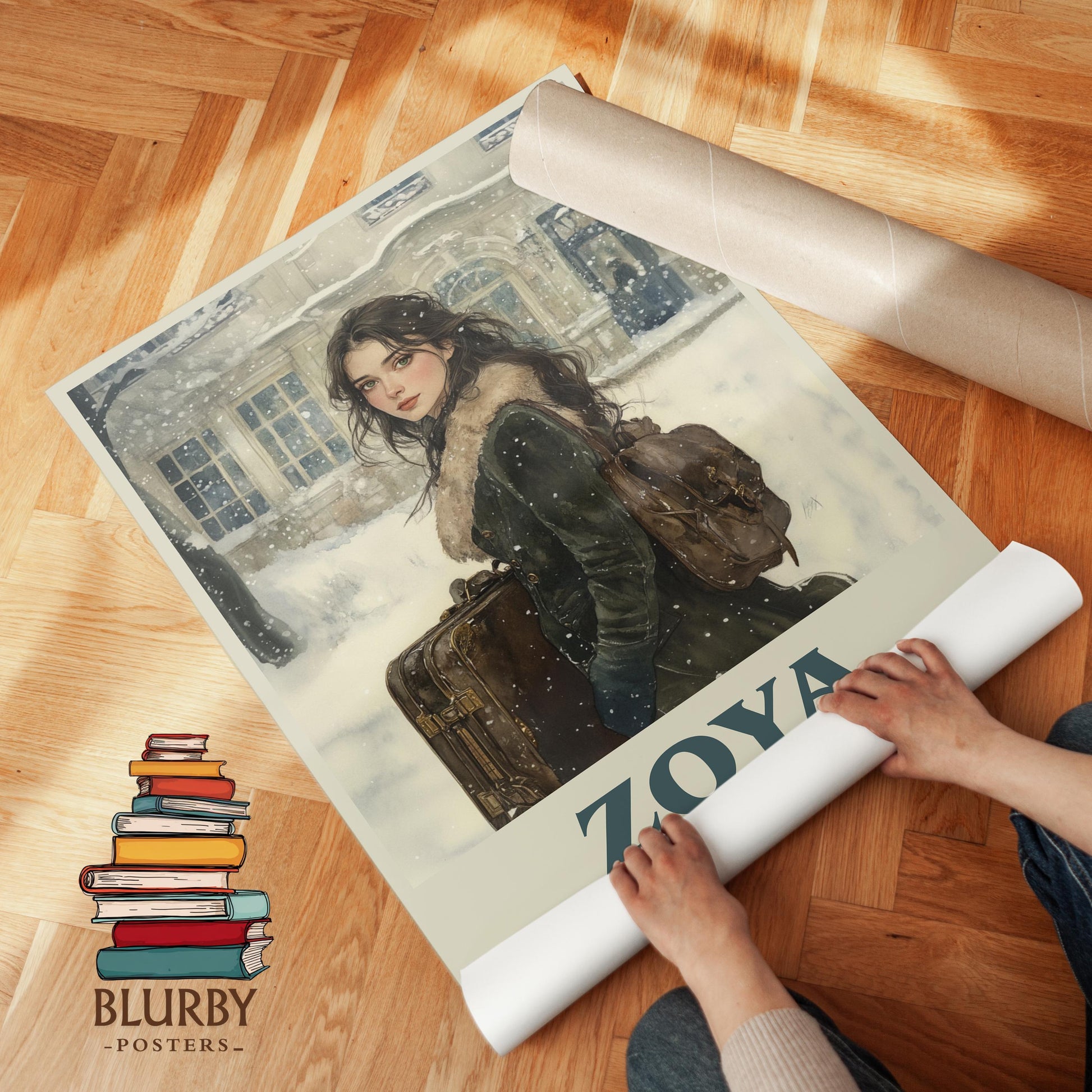 Zoya book poster packaging – museum-quality print rolled in protective tube