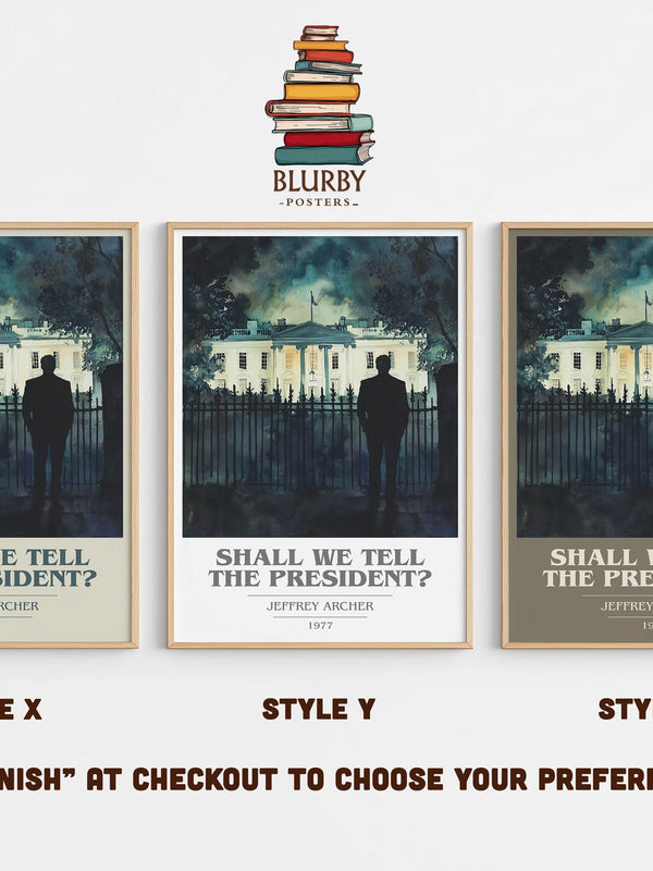 Shall We Tell the President? book cover print in frame leaning in hallway – thriller wall art
