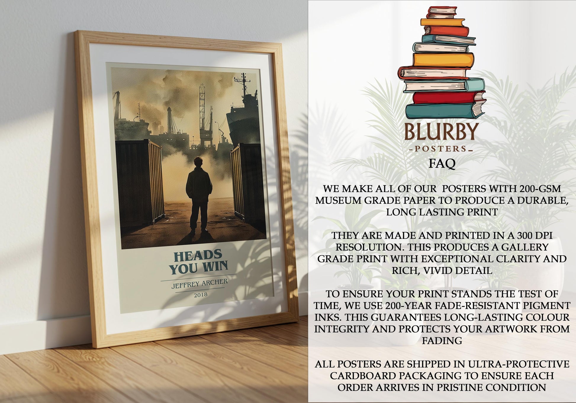 Heads You Win by Jeffrey Archer | Book Poster | Literary Art Gift For Book Lover | Novel Inspired Wall Art