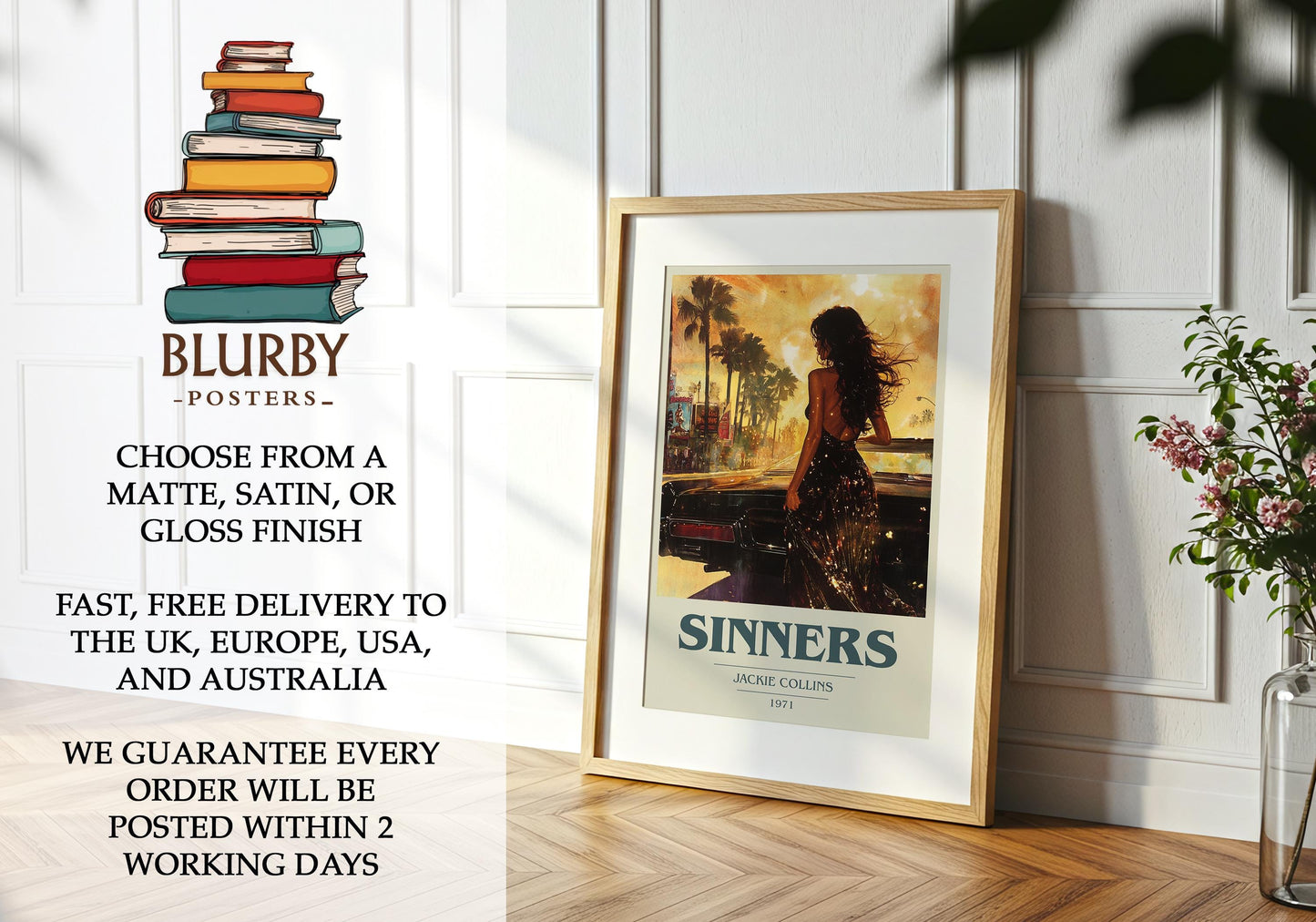 Sinners by Jackie Collins | Book Poster | Literary Art Gift For Book Lover | Novel Inspired Wall Art