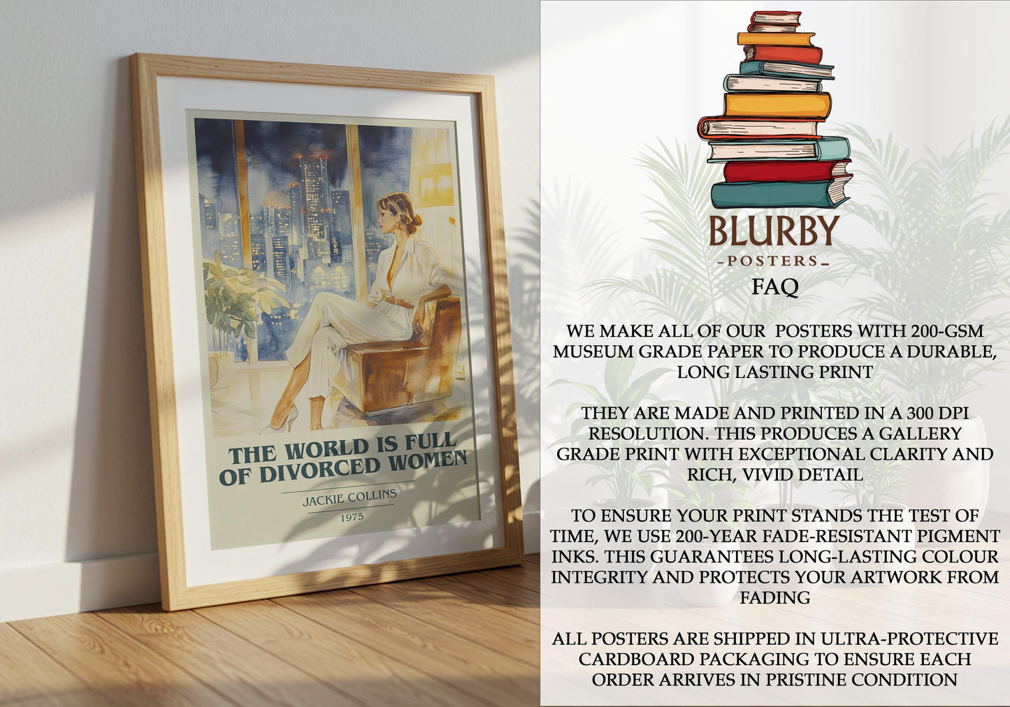 The World Is Full Of Divorced Women by Jackie Collins | Book Poster | Literary Art Gift For Book Lover | Novel Inspired Wall Art