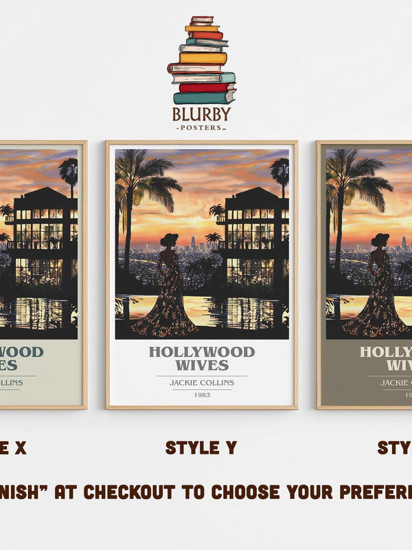 Hollywood Wives book cover print in frame leaning in hallway – romance wall art