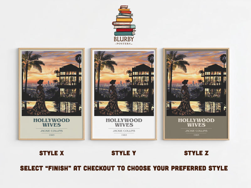 Hollywood Wives book cover print in frame leaning in hallway – romance wall art