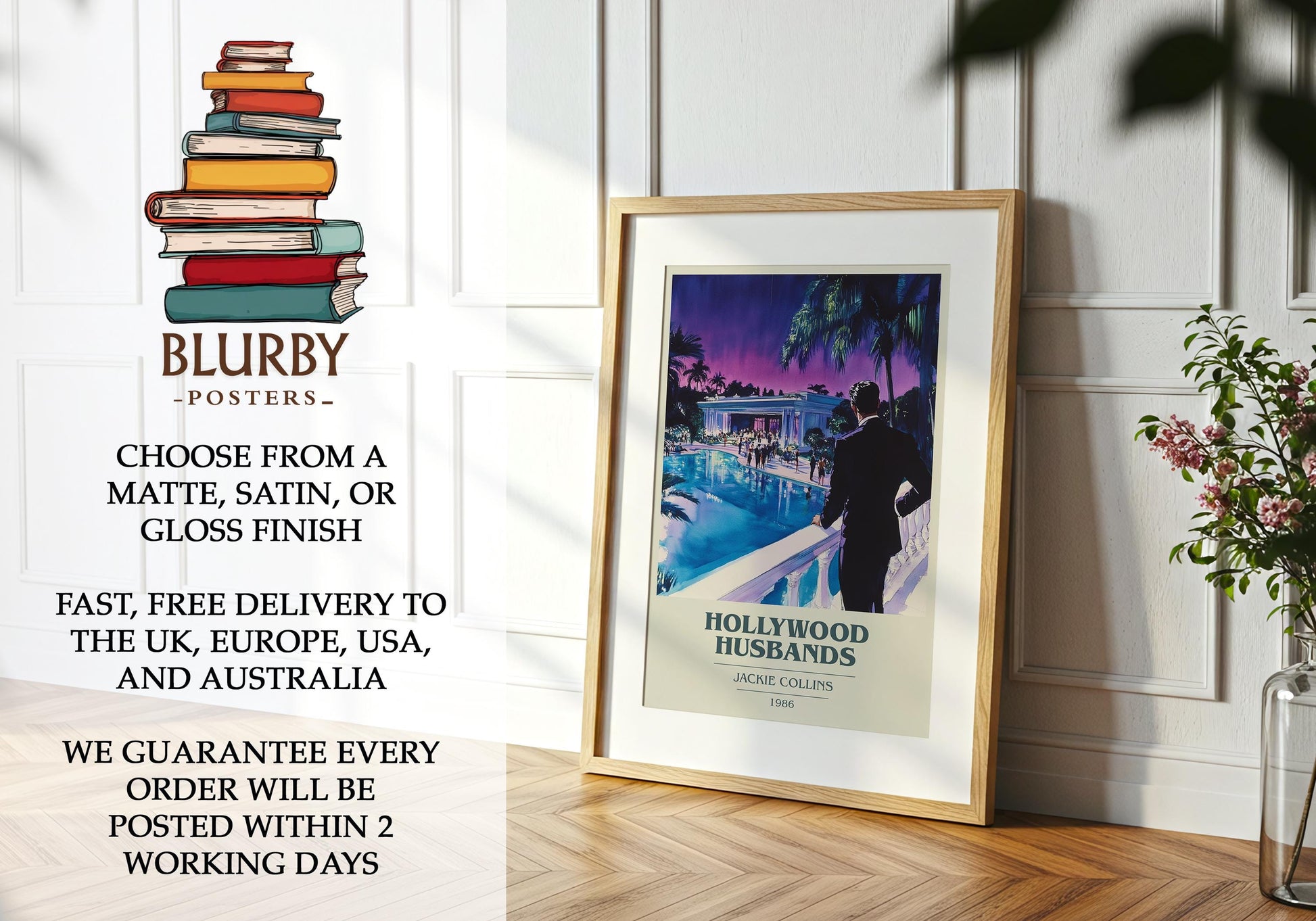 Hollywood Husbands by Jackie Collins | Book Poster | Literary Art Gift For Book Lover | Novel Inspired Wall Art