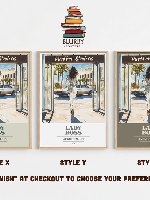 Lady Boss book cover print in frame leaning in hallway – romance wall art