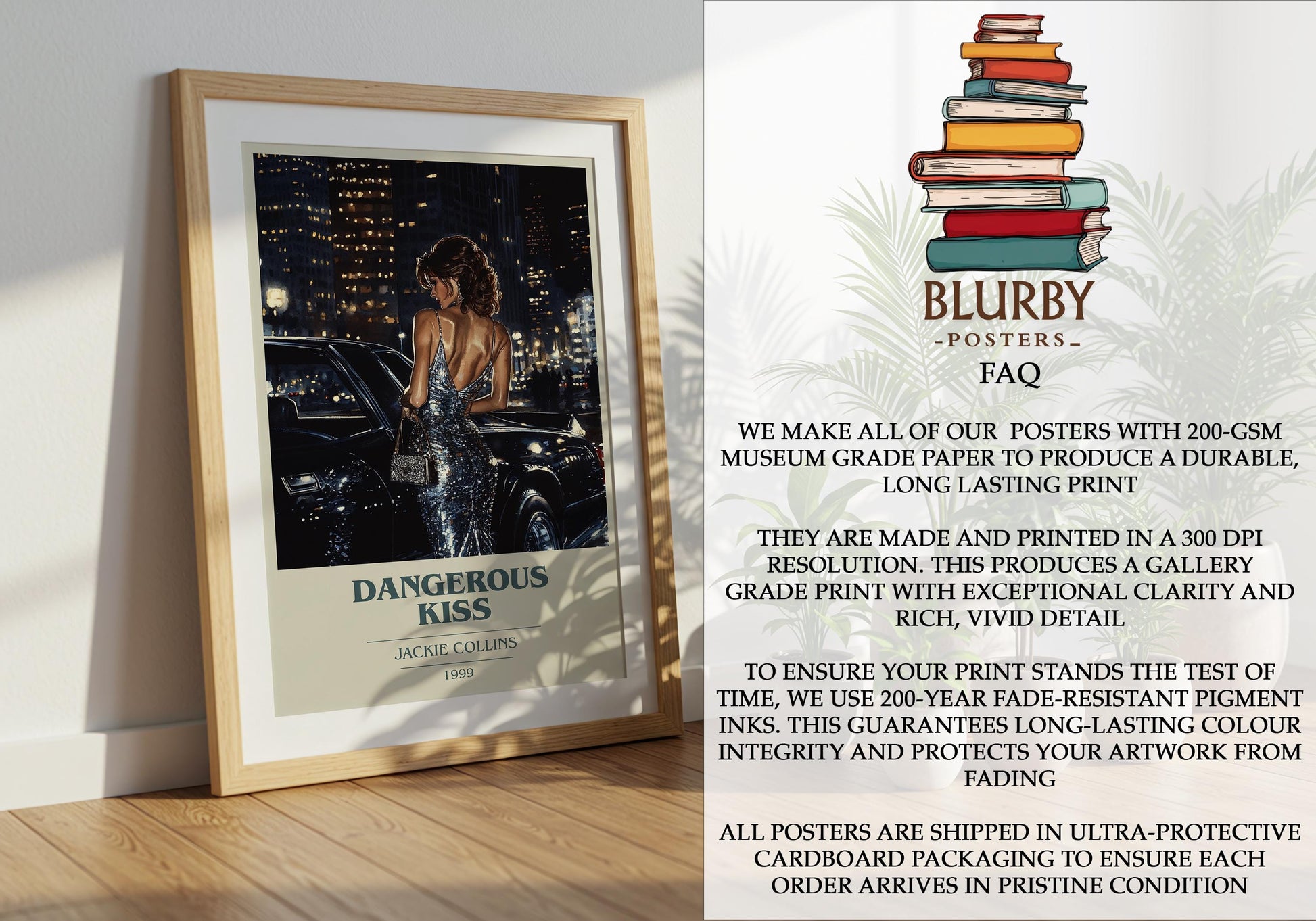 Dangerous Kiss by Jackie Collins | Book Poster | Literary Art Gift For Book Lover | Novel Inspired Wall Art