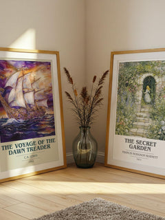 The Voyage of the Dawn Treader book cover poster paired in gallery wall – literary art prints