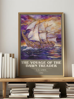 The Voyage of the Dawn Treader book cover print on bookshelf – C. S. Lewis fan gift